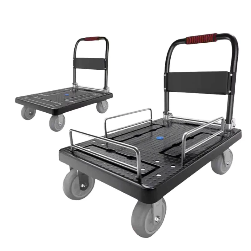 High Quality Portable Heavy Duty Steel Four Wheel Foldable Cart with Fence Hand Pulled OEM Customizable
