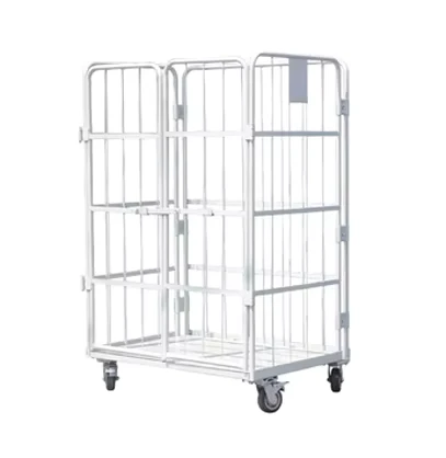 High Quality Roll Cage Trolley Steel Storage Wire Roll Trolley With Wheel Customized Roll Container RC121017-B