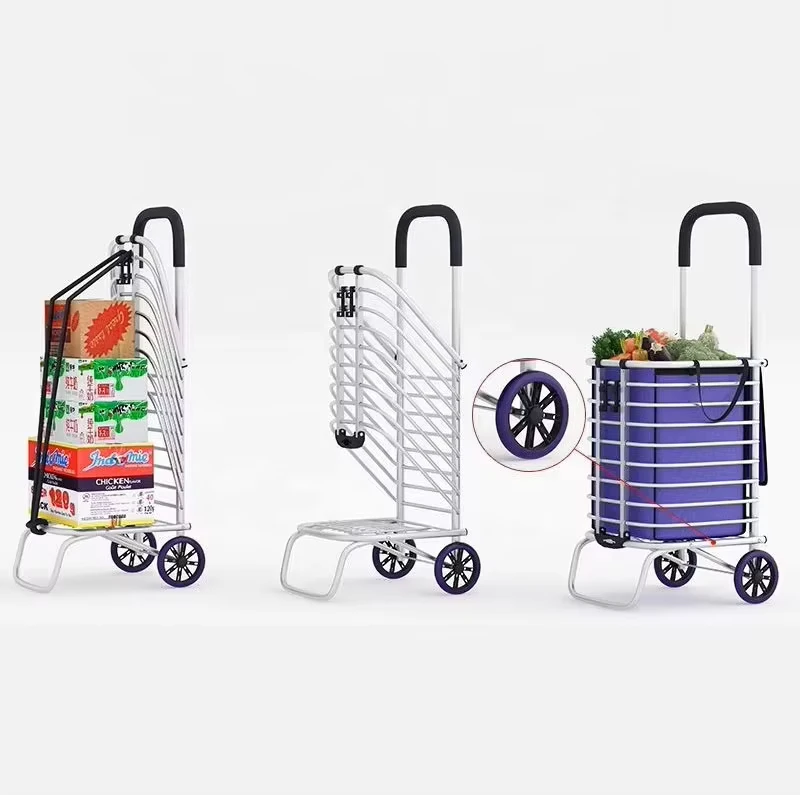High Quality Shopping Trolleys Carts With PU Wheels Aluminum Alloy Material Supermarket Shopping Carts