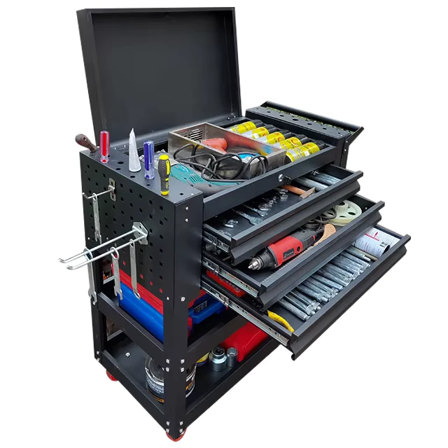 High Quality Utility Powder Coated Cold Iron Foldable Tool Cart With 6 Layers