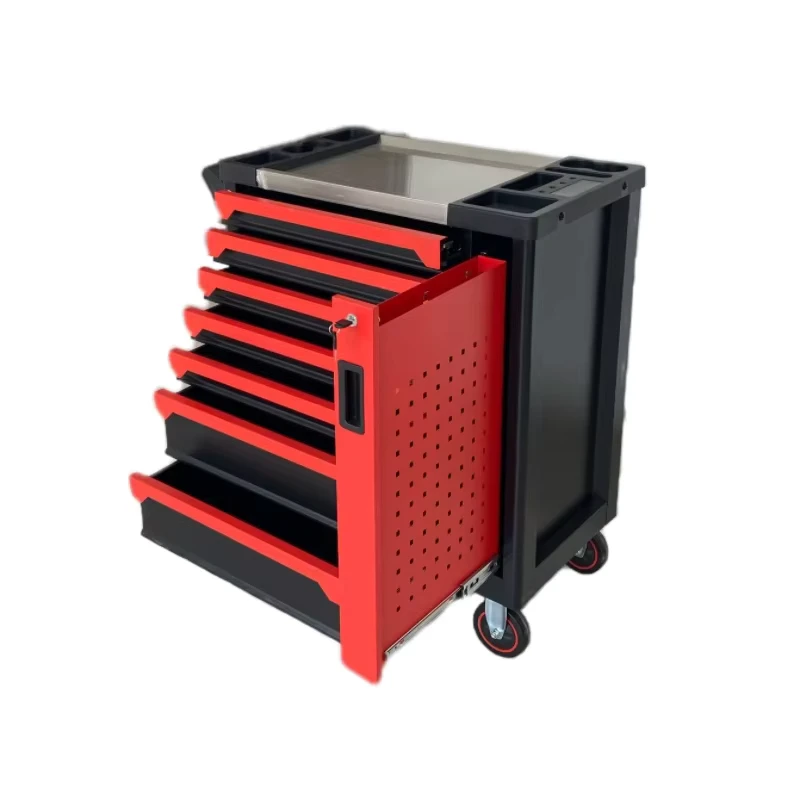 High Quantity 7 Drawer Iron Top Tool Cart Cabinet Workbench Tool Trolley for Garage Workshop with 3 Year Warranty