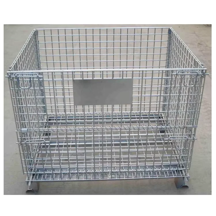 High Storage Capacity Metal Storage Cage Rolling Wire Mesh Pallet Containers