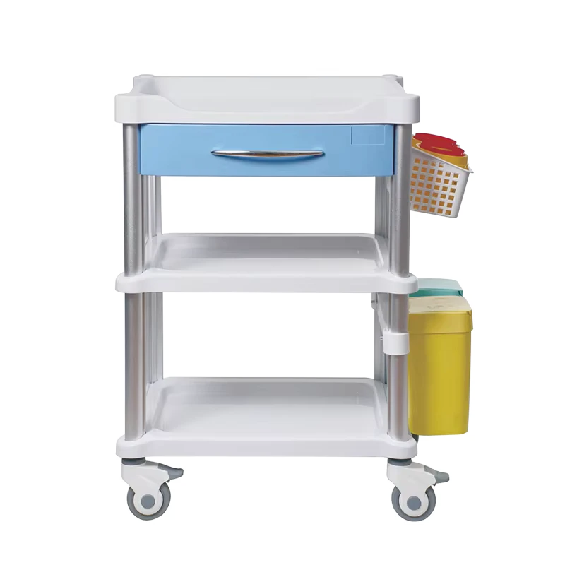 High Strength ABS Emergency Patient Monitor Trolley Modular Drawer System Silent Braking Casters CE ISO Certified for Hospital