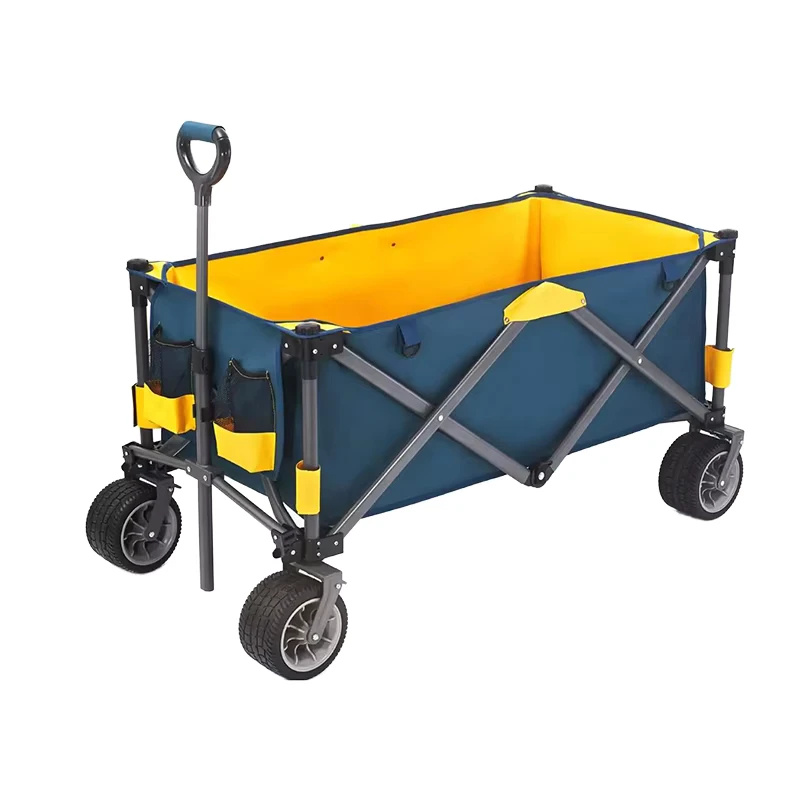 High-Strength Steel Enclosed Folding Camping Cart 225kg Capacity 2-Step Fold Off-Road Wheels Dual Brakes for Shopping Outdoor