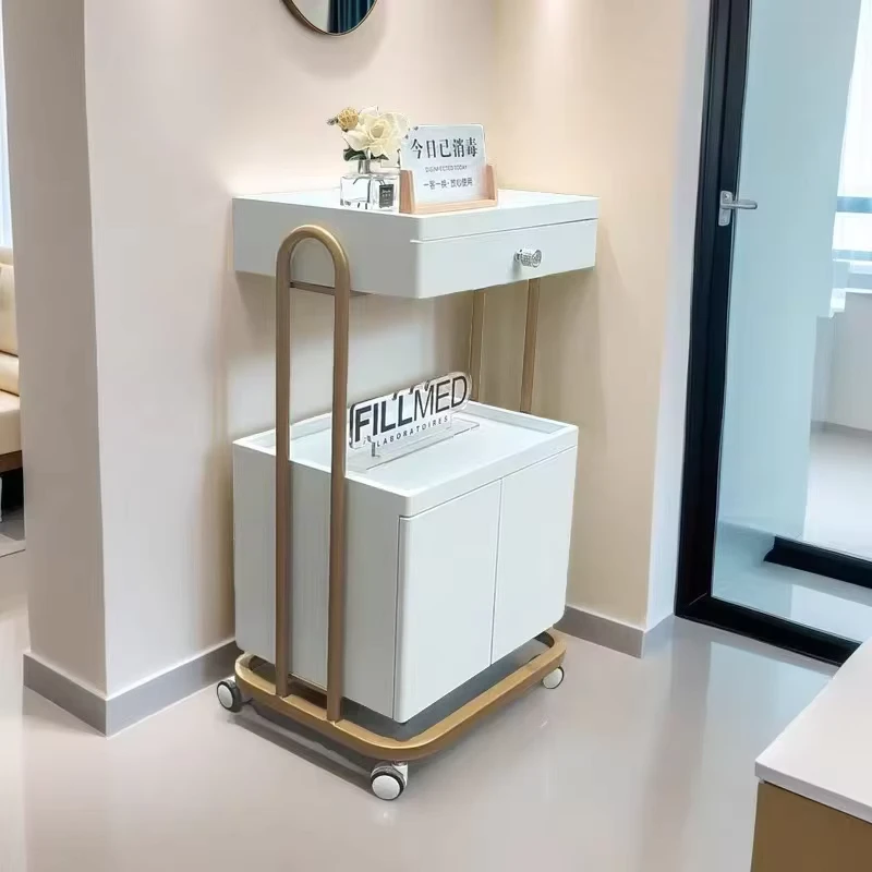 High end Beauty Salon Trolley Luxurious Storage Rack for Beauty Salons SPA Permanent Makeup Nail and Eyelash Services