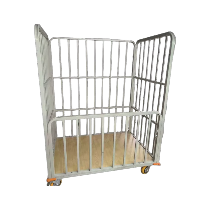 High low Fence Car Logistics Cage Warehouse Transport Folding Turnover Frame Hand Push Express Iron Frame Logistics Trolley