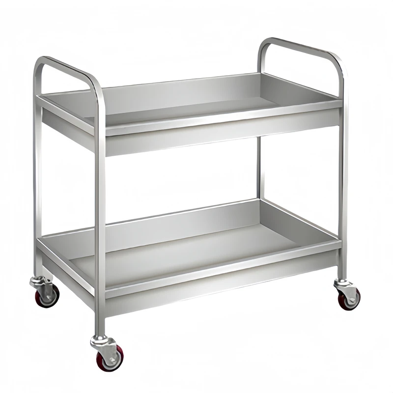 High-precision Seamless Welding 201 304 Stainless Steel Frame Ergonomically Shaped Handle Service Cart for Hotel Restaurant