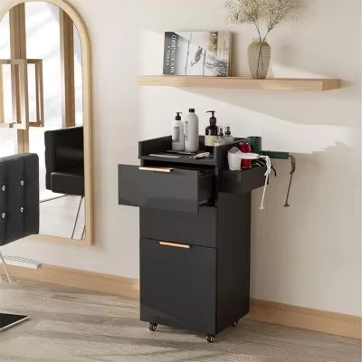 High quality Barber Shop Furniture Styling Tool Beauty Hair Salon Stainless Steel Side Trolley with Wheels and Drawers