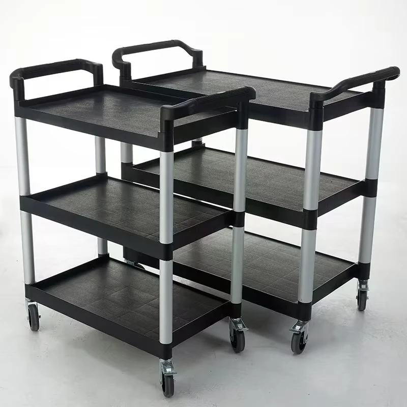High quality Black Plastic Service Cart for Hotel Restaurants