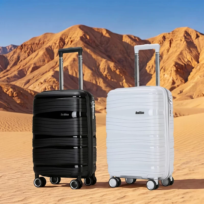 High quality Luxury PP Hard Shell Trolley Luggage Bags with 4 Wheels Light Weight Polyester Lining and Travel Sets