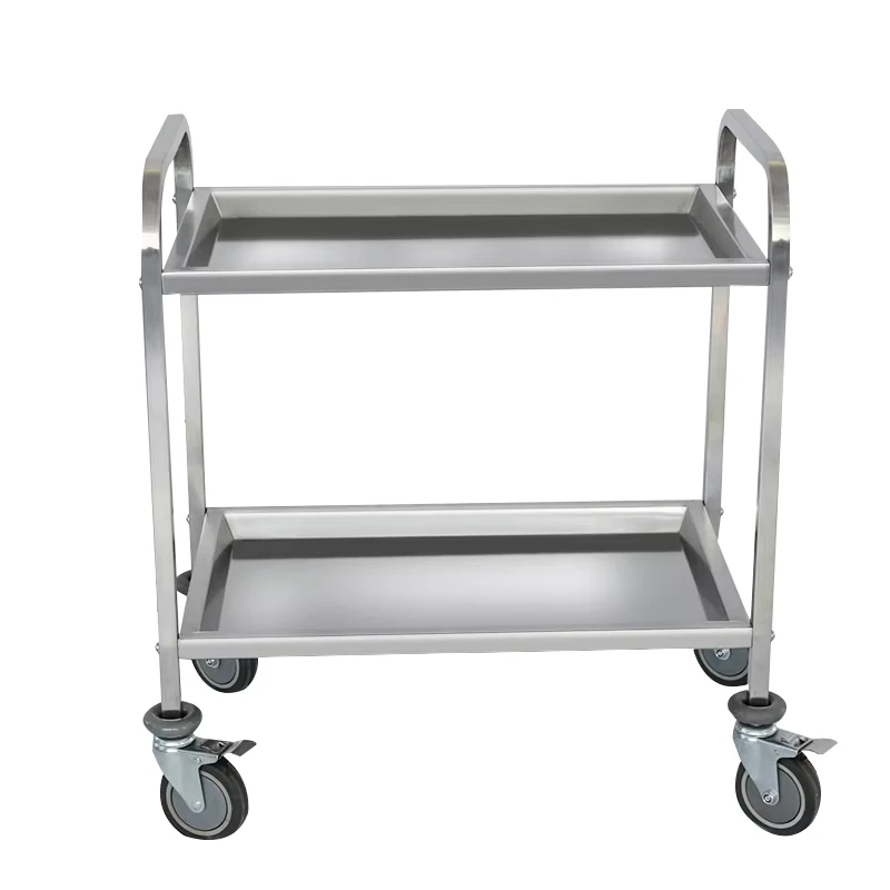 High quality Stainless Steel Trolley with Multiple Shelves and Brakable Wheels for Hospital Use Food Cart