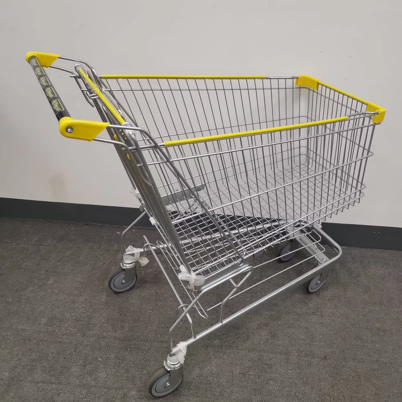 High quality Supermarket Store Design Metal Handle 4 Wheels Rolling Shopping Cart