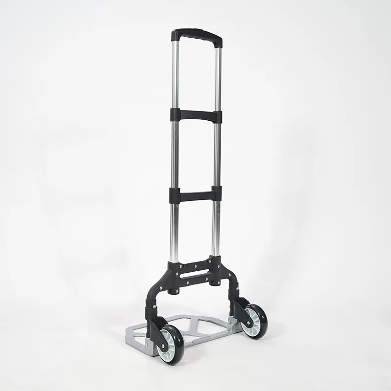 Hitree Fashion Collapsible Wheeled Compact Portable Luggage Metal Foldable Supermarket Hand Cart Folding Shopping Trolleys