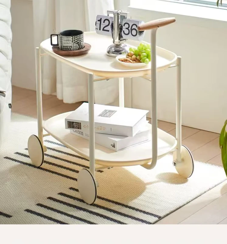 Home Furniture Movable Snack Storage Trolley Rolling Coffee Table with Storage Stylish Bedside Cart for Living Room Design