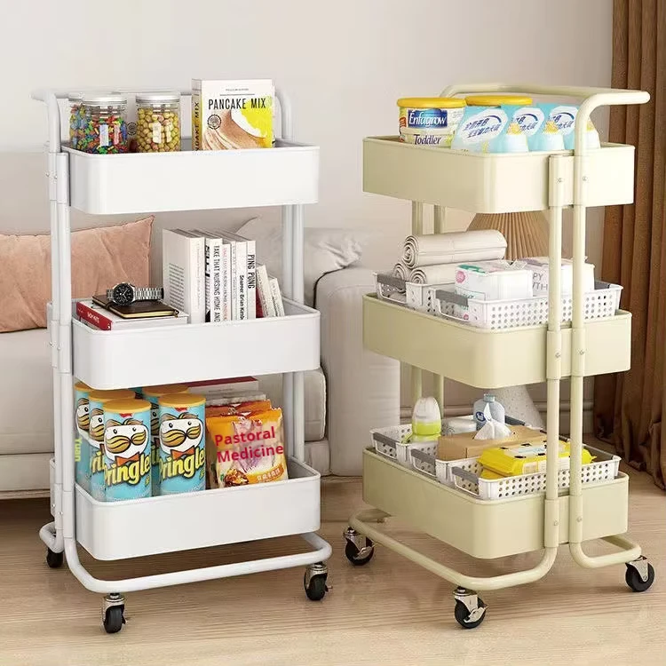 Home Office School Beauty Salon Utility Organizer Trolley Cart Kitchen Bathroom Storage Multifunctional Trolley Cart