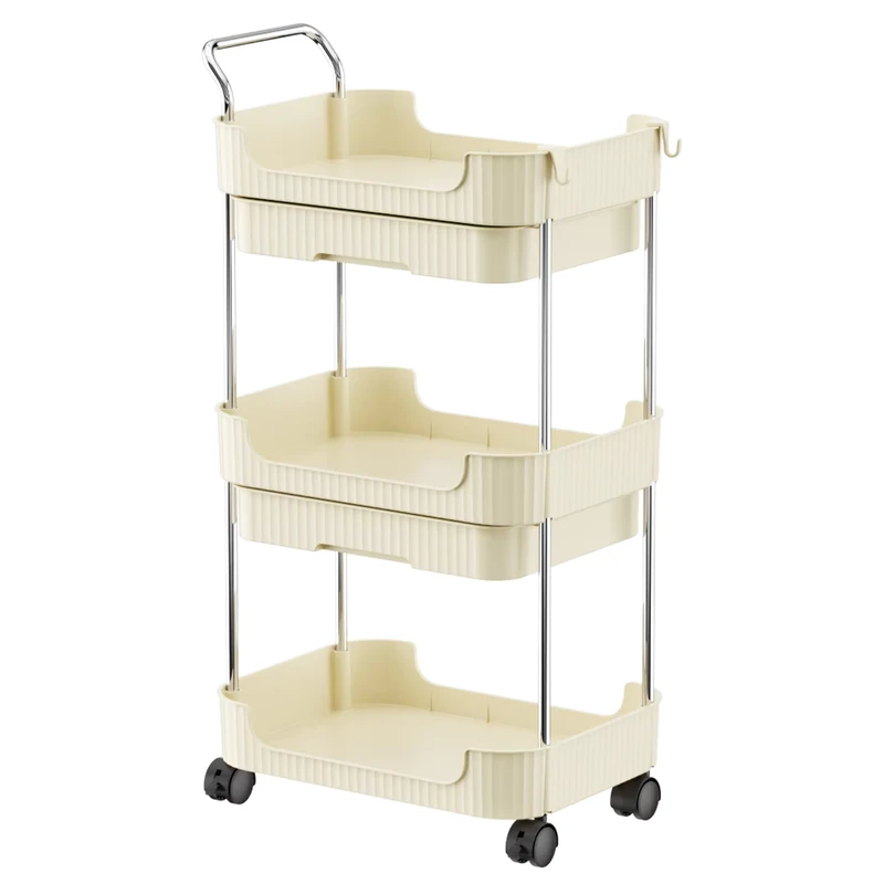 Home Storage Cart with Wheels With Drawers Multi Layer Waterproof Durable PP Material Movable Trolley