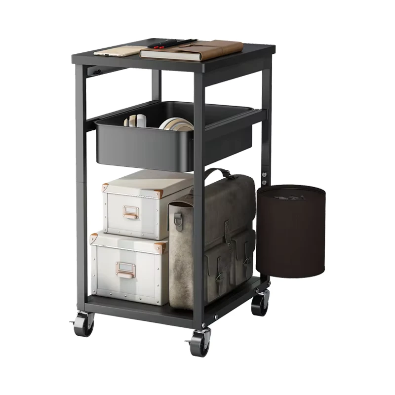 Home and Kitchen 3 Tiers Metal Stand Slide Out Rolling Storage Organizer Rack Shelf Utility Trolley Cart With Garbage Bins