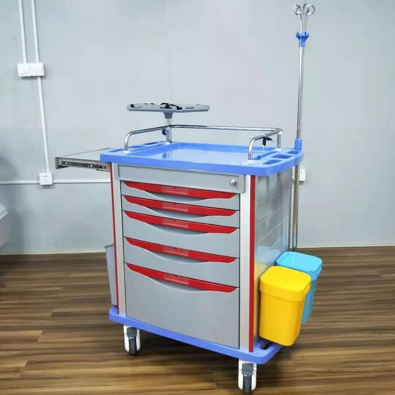 Hospital Clinic Cart Movable Medicine Transfusion Anesthesia ABS Emergency Trolley