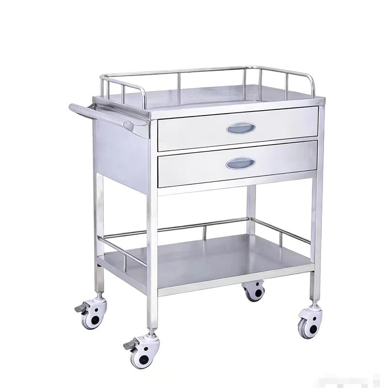 Hospital Clinic Stainless Steel Medical Instrument Trolley Hospital Dressing Cart Medicine Delivery Cart