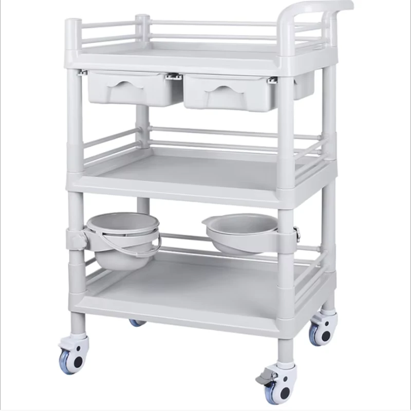 Hospital Clinical Trolley Medical ABS Nursing Treatment Trolley Cart with Drawers