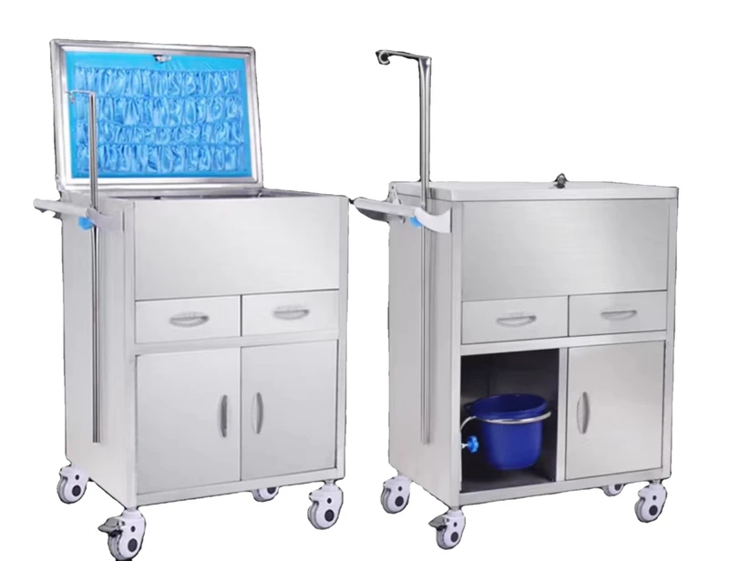 Hospital Commercial Stainless Steel Food Trolley 304 Stainless Steel Trolley Cart with Wheel Industrial Medical Cart Trolley