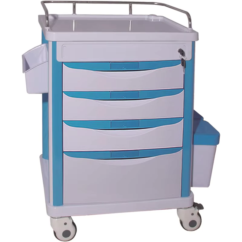 Hospital Crash Cart Emergency ABS Medical Trolley With Drawers