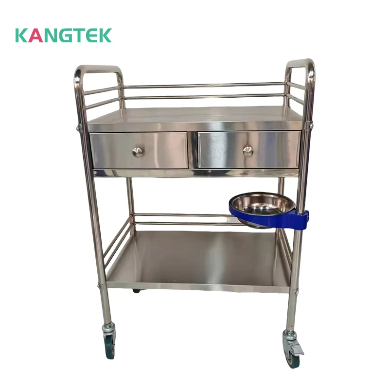 Hospital Dressing 201 430 Stainless Steel Trolley Surgical Trolley Medical Instrument Two Layer Cart