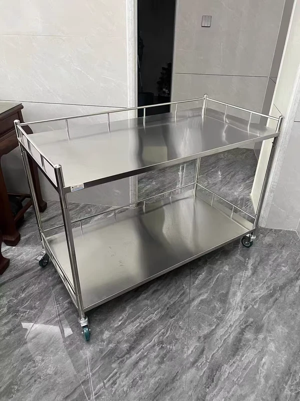 Hospital Dressing Trolley with Waste Bin Medical Stainless Steel Nursing Cart