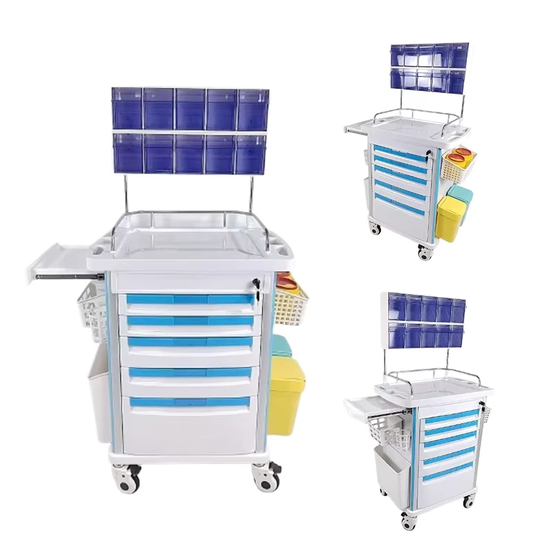 Hospital Emergency ICU Operating Room Trolley Double Row Anesthesia Trolley for Hospital Medical Trolley