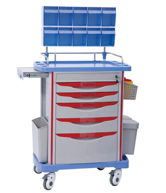 Hospital Emergency Medical Trolley Anesthesia Nursing Medicine Trolley with ABS Plastic and Metal Furniture for Hospitals