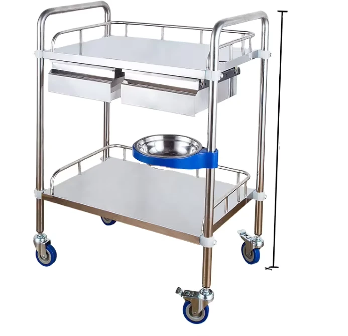 Hospital Equipments Stainless Steel Nursing Mobile Clinic Surgical Tool Medicine Cart Stainless Steel Instrument Trolley