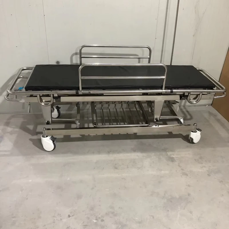 Hospital Furniture 304 Stainless Steel Emergency Cart Patient Trolley