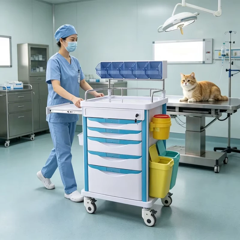 Hospital Furniture Medical Record Cart ABS Material with 4 Silent Casters Two with Brakes