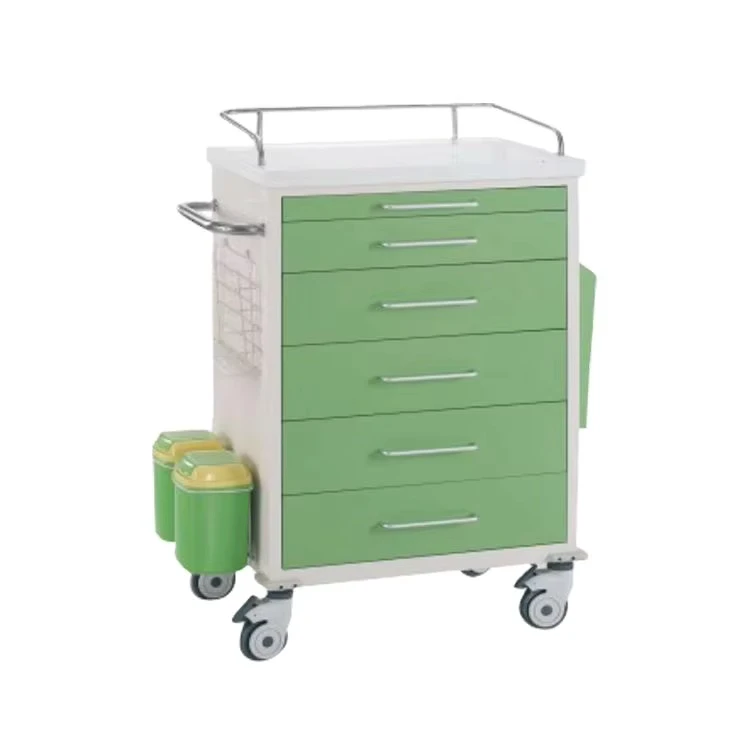 Hospital Medical Emergency Trolley With Silent Brake Wheels ABS Operating Room Trolley Multifunctional Medical Cart