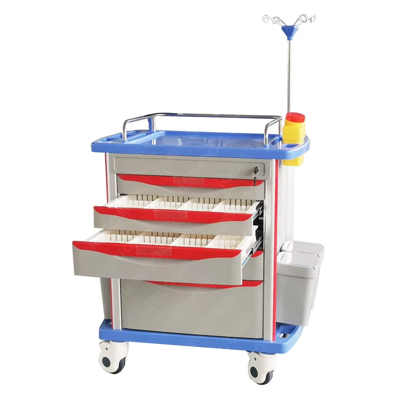 Hospital Medical Multifunctional ABS Medical Nurse Emergency Cart Trolley With Drawers