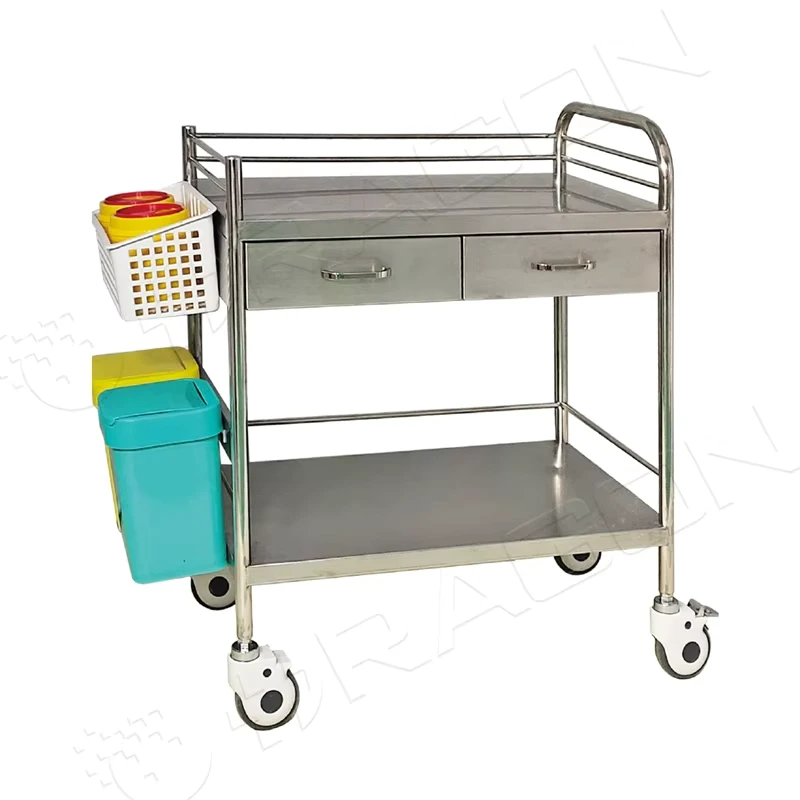 Hospital Medical Stainless Steel Trolley Assembled Medicine Cart