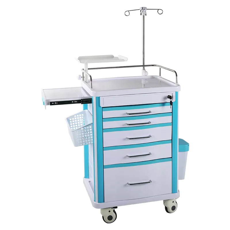 Hospital Medicine Carts ABS Anesthesia Emergency Trolley Treatment Trolley