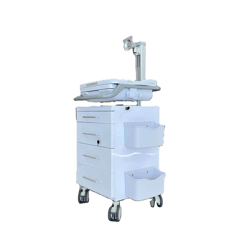 Hospital Mobile Emergency Trolley Medical ABS Plastic Drawer Cart with Wheels