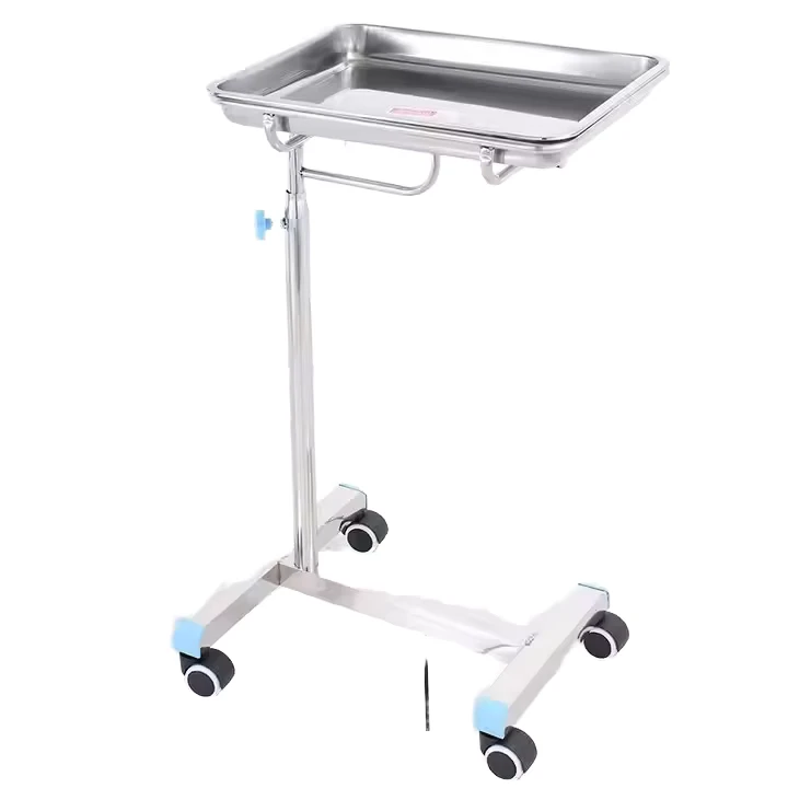 Hospital Stainless Steel Mayo Trolley Surgical Mechanical Mayo Table in Operating Room Medical Instrument Trolley