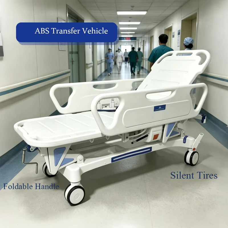 Hospital Transfer Bed Anti Wear Surface Ergonomic Design Movable Side Rail 3 Year Warranty for Long Term Clinical Application