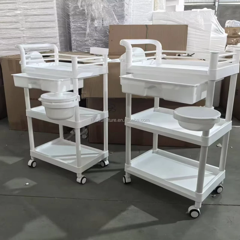 Hospital Trolley Cart Beauty Salon Product With Drawer Storage Bucket and Water Storage Basin