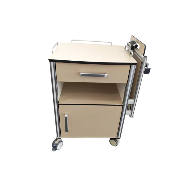 Hospital Trolley Compact HPL Hospital Bedside Storage Cabinet With Rotational Table Medical Trolley for Hospital Furniture