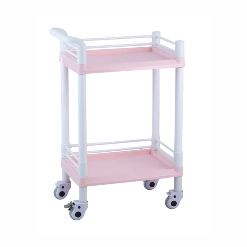 Hospital Trolley With Two Shelves Medical Trolley ABS Mobile Multi-function Instrument Trolley