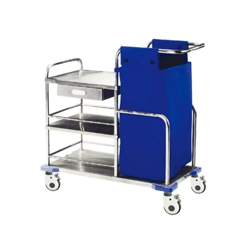 Hospital Use Linen Laundry Cart 3 tier Stainless Steel Hospital Medical Waste Trolley