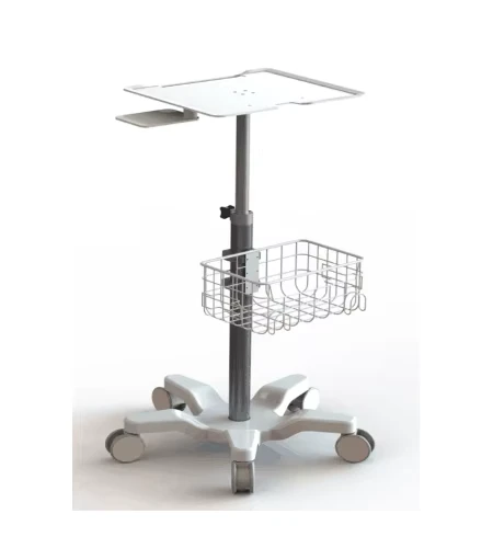 Hospital grade Height Adjustable 15 Inch Laptop Trolley with Storage Basket