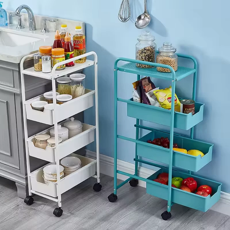 Hot Kitchen Home Storage Home Detachable Movable Organizer Rack Utility Rolling Trolley Cart With Armrest
