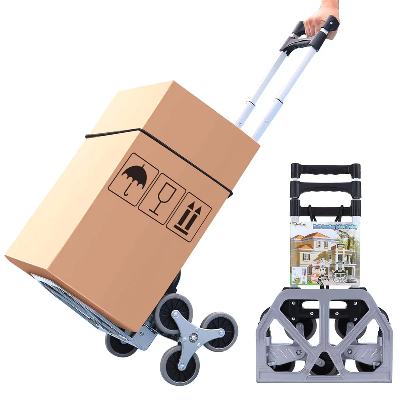 Hot Sales Heavy Duty Foldable Luggage Hand Truck Stair Climbing Transport Shopping Trolley Portable Folding Aluminum Hand Cart