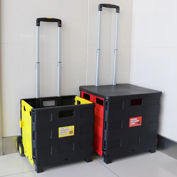 Hot Sell Heavy Duty Smart Hand Shop Carts Vehicle Foldable Plastic Factory Shopping Trolleys for Sale