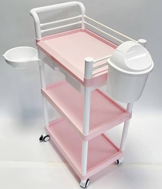 Hot Selling Pink Lash Trolley Beauty Salon Furniture Plastic Material Beauty Salon Trolley Price