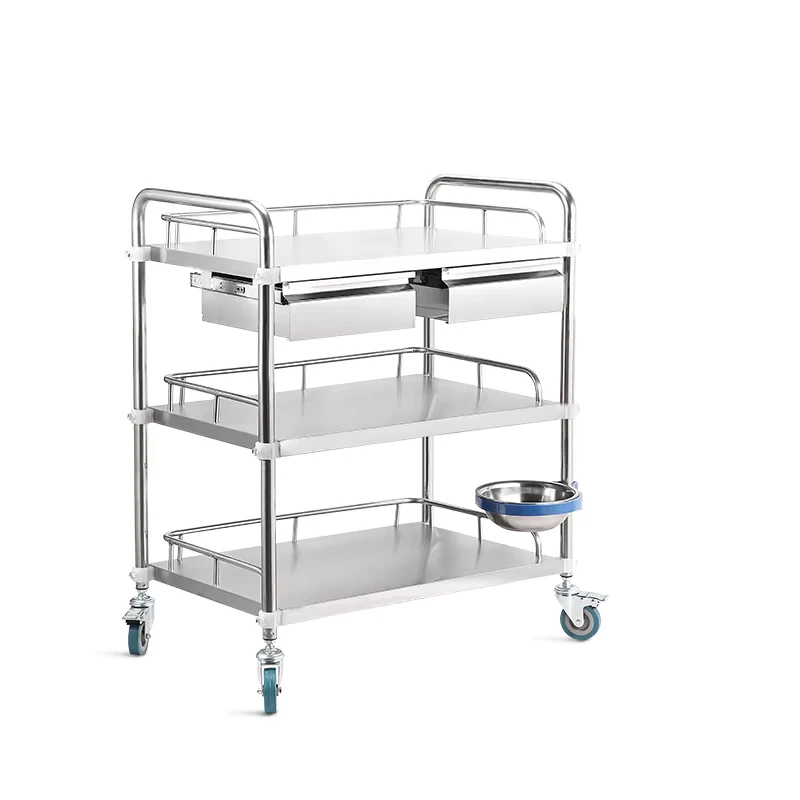 Hot Selling in Multiple Specifications Stainless Steel Assembled Medicine Metal Cart Medical Trolley Cart